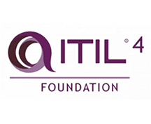 ITIL 4 Foundation logo in purple and white, representing IT service management certification essentials.